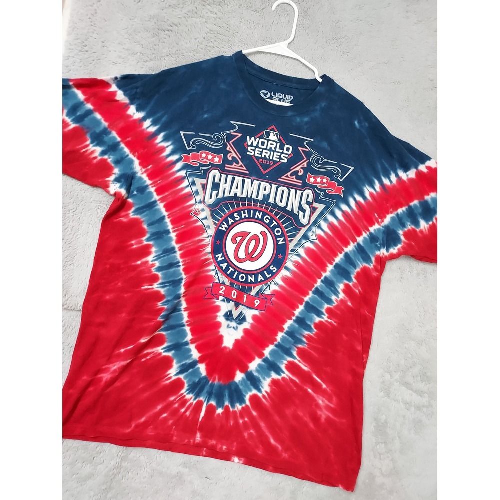 Washington Nationals Shirt Mens 2XL Liquid Blue World Series Champions Tie Dye